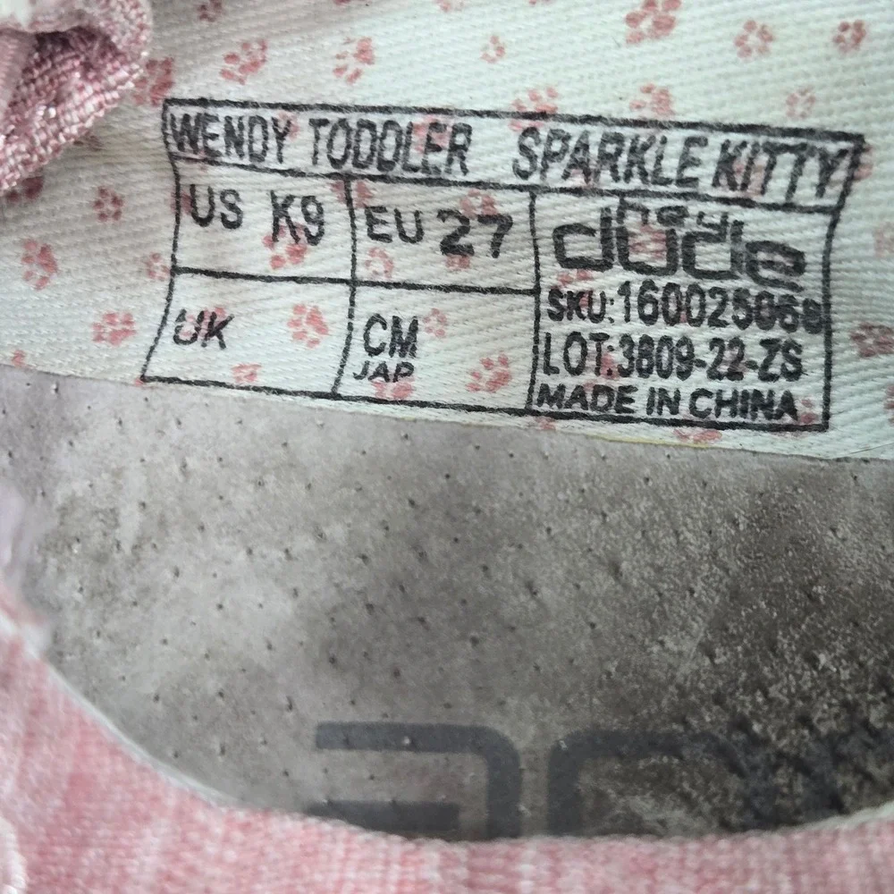 Hey Dude Toddler 9 Pink Wendy Sparkle Kitty Cat Slip On Loafers 160025068